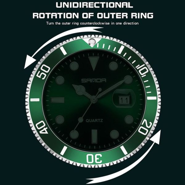 SANDA 1099 Steel Belt Electronic Watch Men Quartz Watch Simple Personalized Wristwatch (Green) - Image 10