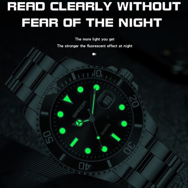 SANDA 1099 Steel Belt Electronic Watch Men Quartz Watch Simple Personalized Wristwatch (Green) - Image 11