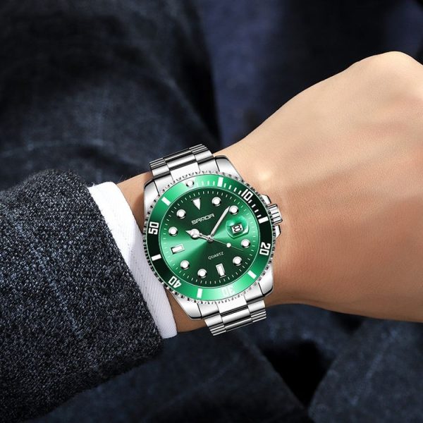 SANDA 1099 Steel Belt Electronic Watch Men Quartz Watch Simple Personalized Wristwatch (Green) - Image 13