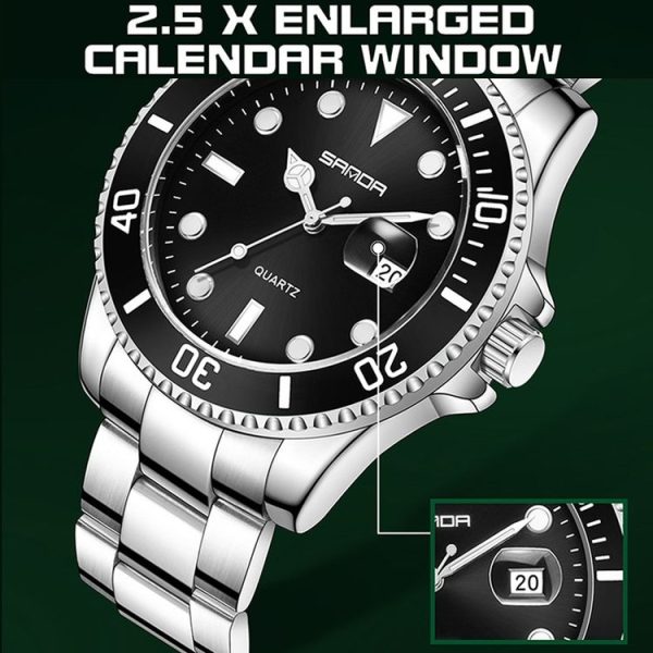 SANDA 1099 Steel Belt Electronic Watch Men Quartz Watch Simple Personalized Wristwatch (Green) - Image 5