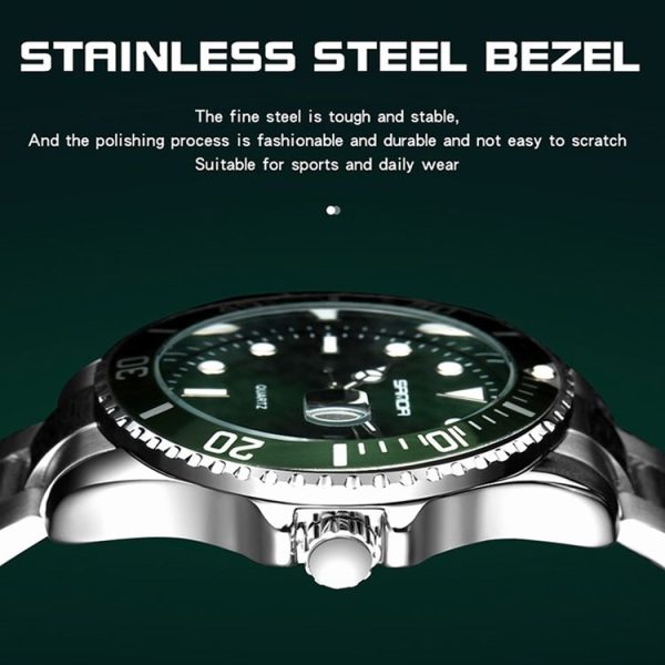 SANDA 1099 Steel Belt Electronic Watch Men Quartz Watch Simple Personalized Wristwatch (Green) - Image 7