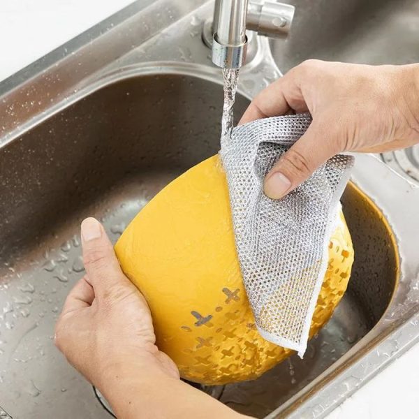 10pcs Single Layer 20x20cm Double-sided Silver Wire Wipes Dish Towel Household Cleaning Degreasing Steel Wire - Image 10