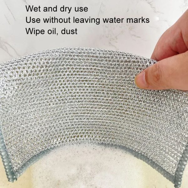 10pcs Single Layer 20x20cm Double-sided Silver Wire Wipes Dish Towel Household Cleaning Degreasing Steel Wire - Image 5
