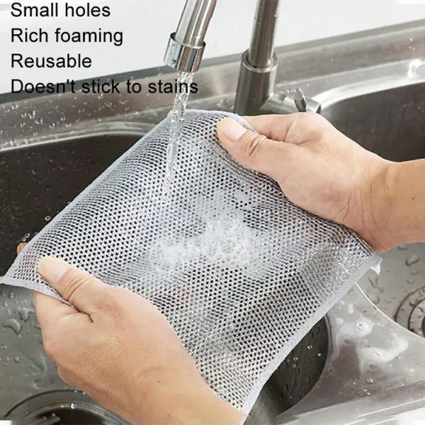 10pcs Single Layer 20x20cm Double-sided Silver Wire Wipes Dish Towel Household Cleaning Degreasing Steel Wire - Image 7