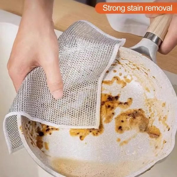 10pcs Single Layer 20x20cm Double-sided Silver Wire Wipes Dish Towel Household Cleaning Degreasing Steel Wire - Image 8