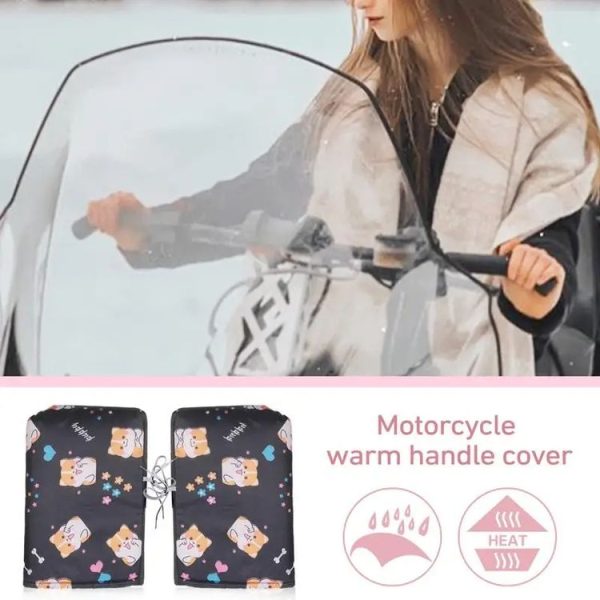 Winter Electric Vehicle Warm Waterproof Velvet Handle Cover (K Dog Black) - Image 3