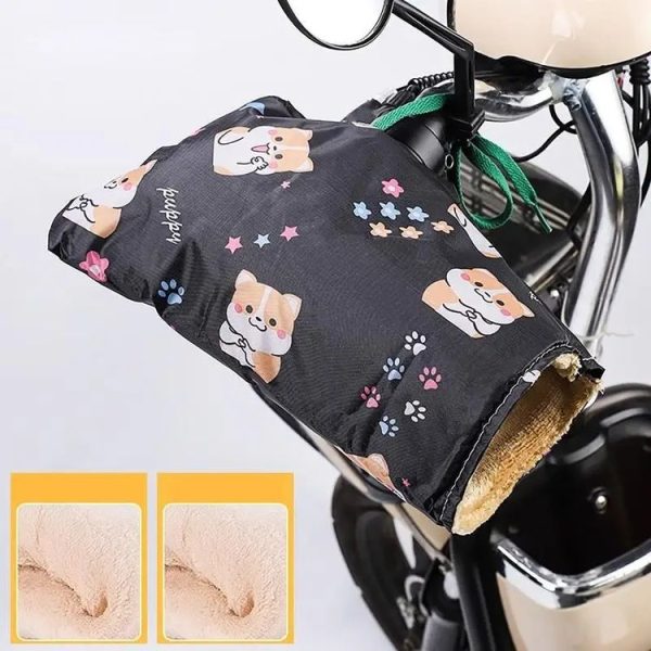 Winter Electric Vehicle Warm Waterproof Velvet Handle Cover (K Dog Black) - Image 5