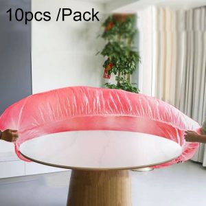 10pcs / Pack 1.4m Disposable Elastic Bunching Tablecloth Household Table Thickened PE Non-Washable Waterproof Oilproof Tablecloth (Red)