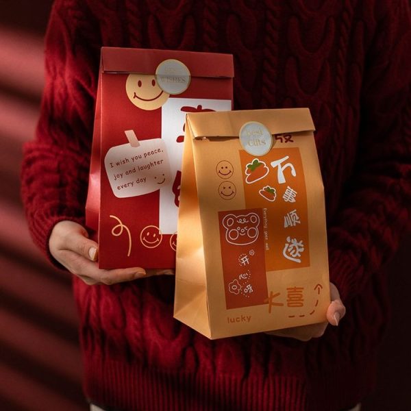 6pcs / Set Spring Festival Gift Bag New Year Paper Bag Candy Cookie Bag (ZD061) - Image 6