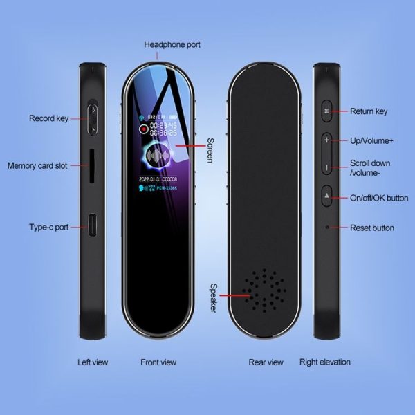 Q53 Ultra Long Standby Timer Voice Recorder HD Noise Canceling Recording Device, Size: No Memory (Black) - Image 5