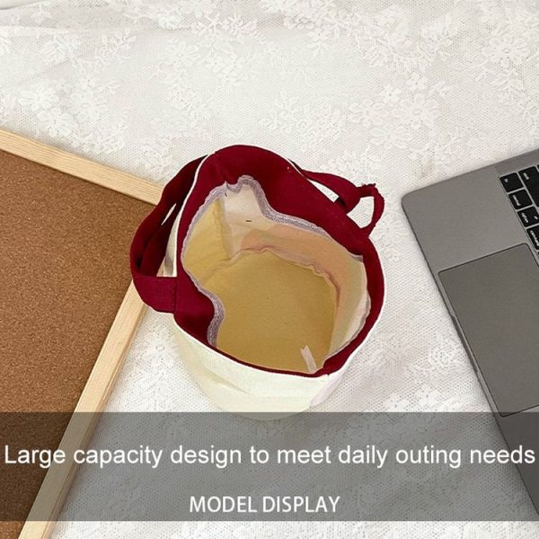 Oil Painting Style Cartoon Handbag Outdoor Portable Cute Single-shoulder Bag, Color: Yellow - Image 5