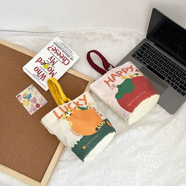Oil Painting Style Cartoon Handbag Outdoor Portable Cute Single-shoulder Bag, Color: Yellow - Image 6