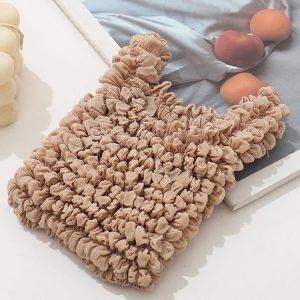 Magic Telescopic Pleated Bag Large Capacity Multi-Purpose Bubble Bag (Light Brown)