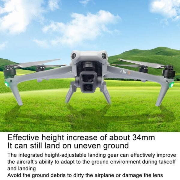 DJI Air 3 Heightened Landing Gear Body Protection Fall and Crash Proof Folding Extension Kickstand (Gray) - Image 6