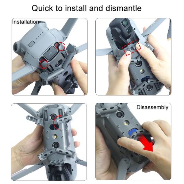 DJI Air 3 Heightened Landing Gear Body Protection Fall and Crash Proof Folding Extension Kickstand (Gray) - Image 8
