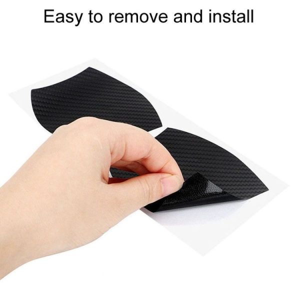 3 Sets Car Door Wrist Handle Protective Stickers Carbon Fiber Handle Protector (Black) - Image 3