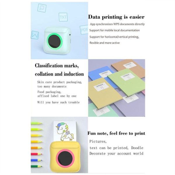 C22 Colorful Ambient Light Portable Mini Inkless Thermal Bluetooth Printer Error Question Label Printer (Blue) - Image 8