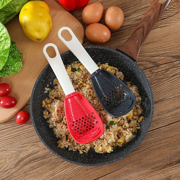 Kitchen Multifunctional Mashing Spoon Household Auxiliary Food Grinding Cooking Ladle Stir-Fry Spatula (Black) - Image 2