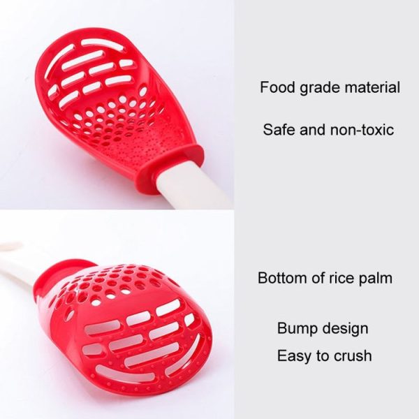 Kitchen Multifunctional Mashing Spoon Household Auxiliary Food Grinding Cooking Ladle Stir-Fry Spatula (Black) - Image 5