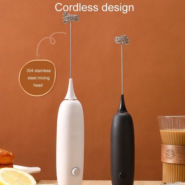 Cordless Handheld Milk And Coffee Frother Household Small Baking Mixing Tool (Black) - Image 5
