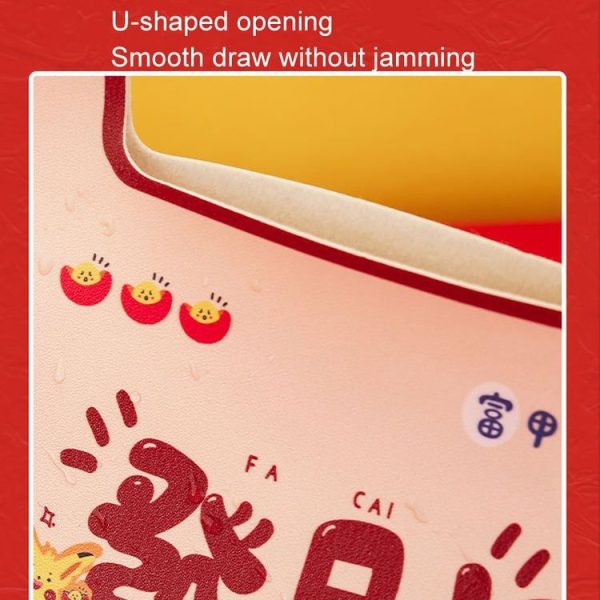 New Year Cute Tissue Box Waterproof Tissue Box Dormitory Car Carrying Living Room Universal Tissue Box, Style: Wealthy - Image 5