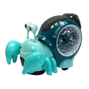 Crawling Hermit Crab Educational Electrical Toys Universal Music Light Projection Cartoon Children Toys (Blue)