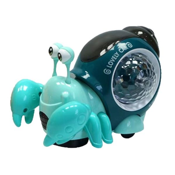 Crawling Hermit Crab Educational Electrical Toys Universal Music Light Projection Cartoon Children Toys (Blue)