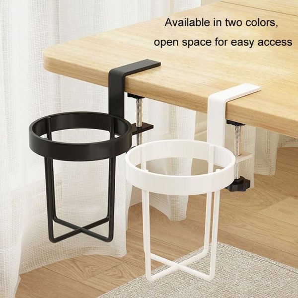 Iron Table Cup Holder Mug Storage Rack Office Dormitory Desk Fixed Shelf (Black) - Image 3