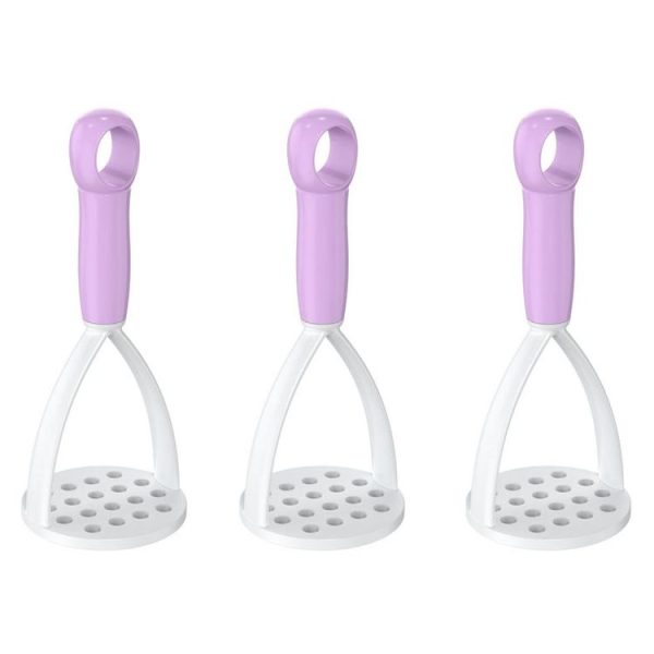 3pcs Kitchen Manual Potato Masher Baby Supplement Food Mashing Tool (Purple)