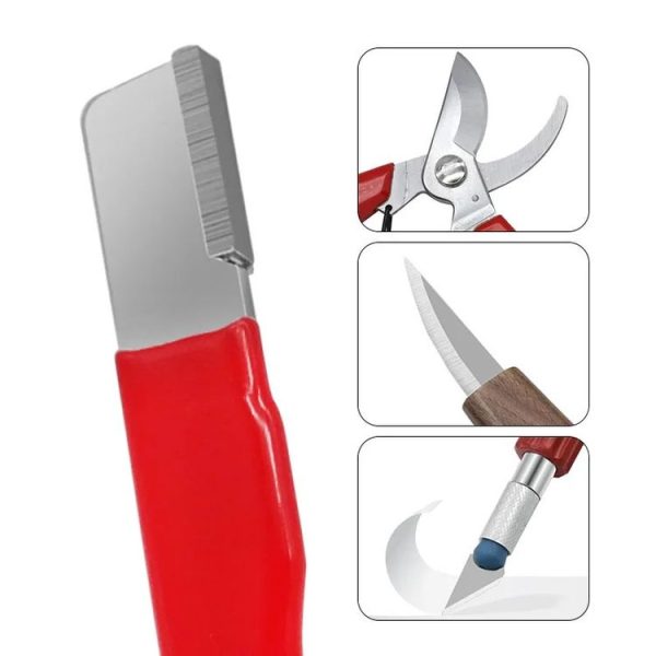 Outdoor Portable Garden Scissors Sharpener Knife Scissors Dual Purpose Sharpening Stone (Black) - Image 4