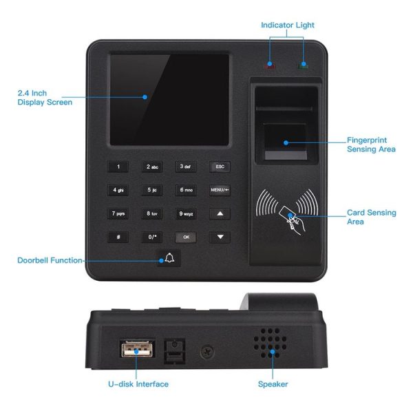 M10 Smart ID Card Recognition Fingerprint Access Control All-in-one Attendance Machine (English Version) - Image 3
