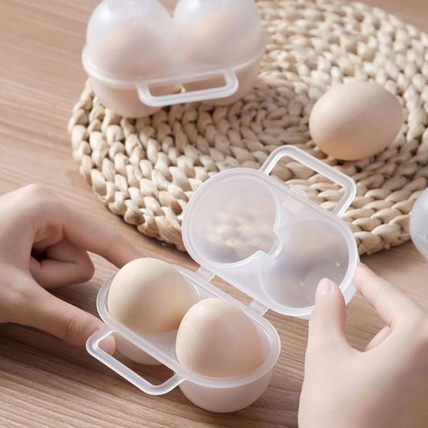 Outdoor Portable 2 Compartments Egg Tray Small Egg Storage And Protective Case (Transparent White) - Image 2