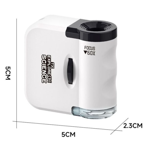 60x Portable Mini Microscope Pendant With LED Lights Outdoor Exploration Observation Fun Kids Toys (White) - Image 2