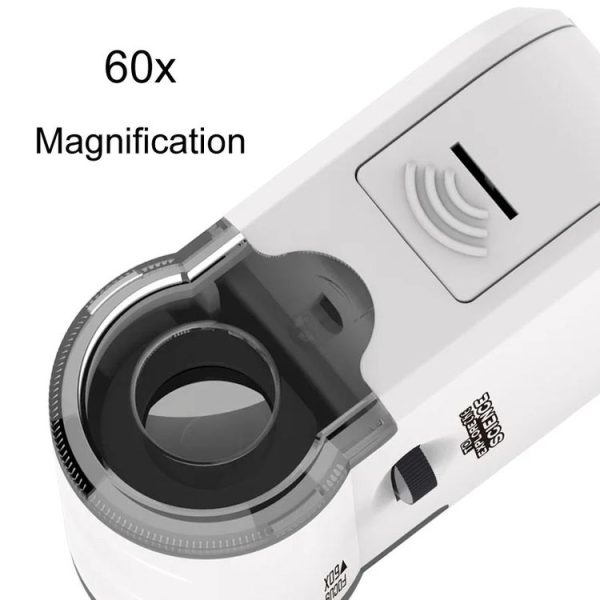 60x Portable Mini Microscope Pendant With LED Lights Outdoor Exploration Observation Fun Kids Toys (White) - Image 4