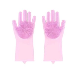 Kitchen Silicone Dishwash Gloves Male And Female Household Chores Cleaning Mitts, Size: 160g (Pink)