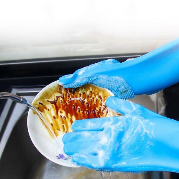 Kitchen Silicone Dishwash Gloves Male And Female Household Chores Cleaning Mitts, Size: 160g (Pink) - Image 2