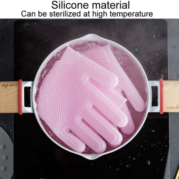 Kitchen Silicone Dishwash Gloves Male And Female Household Chores Cleaning Mitts, Size: 160g (Pink) - Image 4