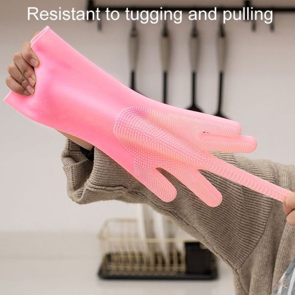 Kitchen Silicone Dishwash Gloves Male And Female Household Chores Cleaning Mitts, Size: 160g (Pink) - Image 6