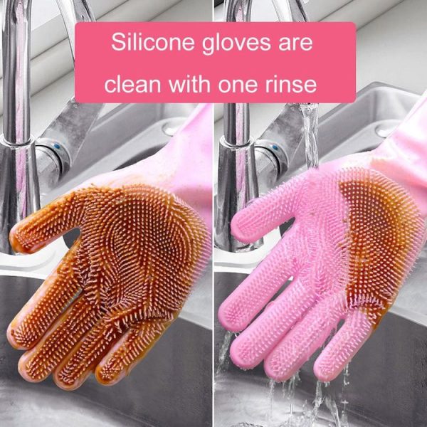 Kitchen Silicone Dishwash Gloves Male And Female Household Chores Cleaning Mitts, Size: 160g (Pink) - Image 7