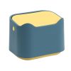 17.8 x 13 x 13.5cm Push Type Desktop Wastebasket Small Odor-Isolating Pet Litter Pan (Yellow Blue)