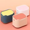 17.8 x 13 x 13.5cm Push Type Desktop Wastebasket Small Odor-Isolating Pet Litter Pan (Yellow Blue) - Image 2