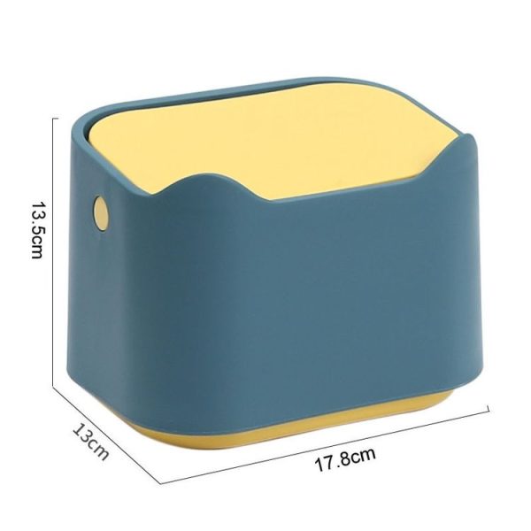 17.8 x 13 x 13.5cm Push Type Desktop Wastebasket Small Odor-Isolating Pet Litter Pan (Yellow Blue) - Image 3