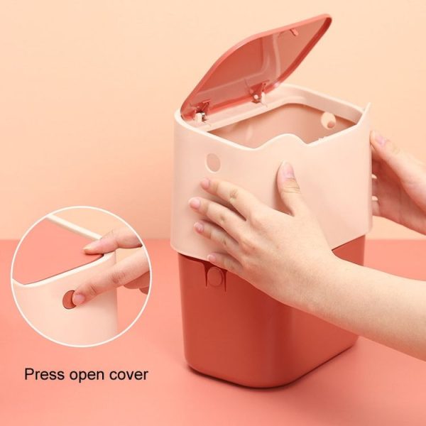 17.8 x 13 x 13.5cm Push Type Desktop Wastebasket Small Odor-Isolating Pet Litter Pan (Yellow Blue) - Image 6