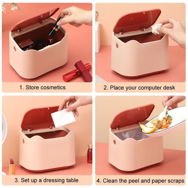 17.8 x 13 x 13.5cm Push Type Desktop Wastebasket Small Odor-Isolating Pet Litter Pan (Yellow Blue) - Image 8