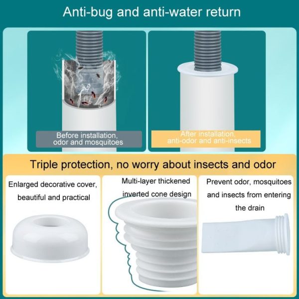 Bathroom Sewer Pipe Odor Proof Seal Plug Kitchen Drain Blocking Plug (White) - Image 4