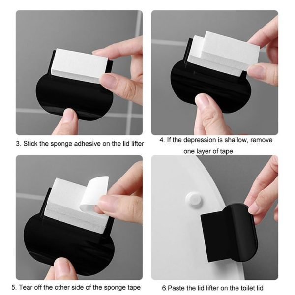 3pcs Anti Dirty Handle Toilet Lid Lifter Bathroom Bidet Seat Lifting Lid Kit (Gray) - Image 7