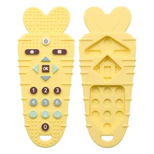 Baby Remote Control Teether Baby Anti Hand Eating Teething Stick Toys (Yellow)