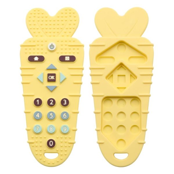 Baby Remote Control Teether Baby Anti Hand Eating Teething Stick Toys (Yellow)