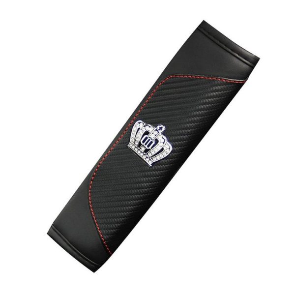 Car Seat Belt Cover Carbon Fiber Leather Auto Seat Shoulder Protection, Style: Black - Image 3