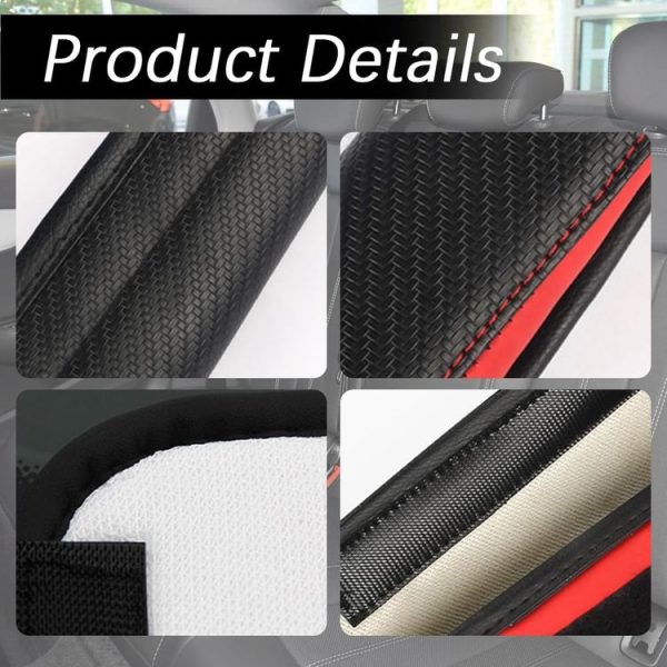 Car Seat Belt Cover Carbon Fiber Leather Auto Seat Shoulder Protection, Style: Black - Image 5